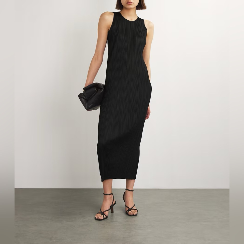 Issey Miyake Black Pleated Maxi Dress